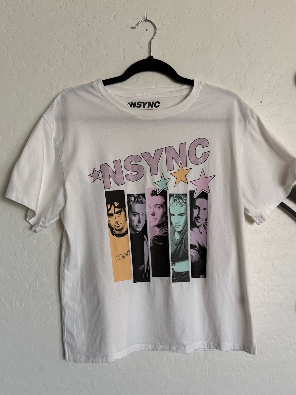 NSYNC Retro Pastel Panel Graphic T-Shirt White Size Small EUC